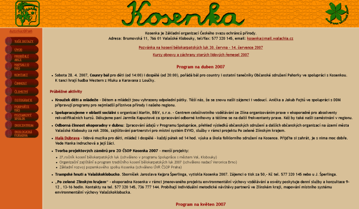 WEB ZO ČSOP Kosenka